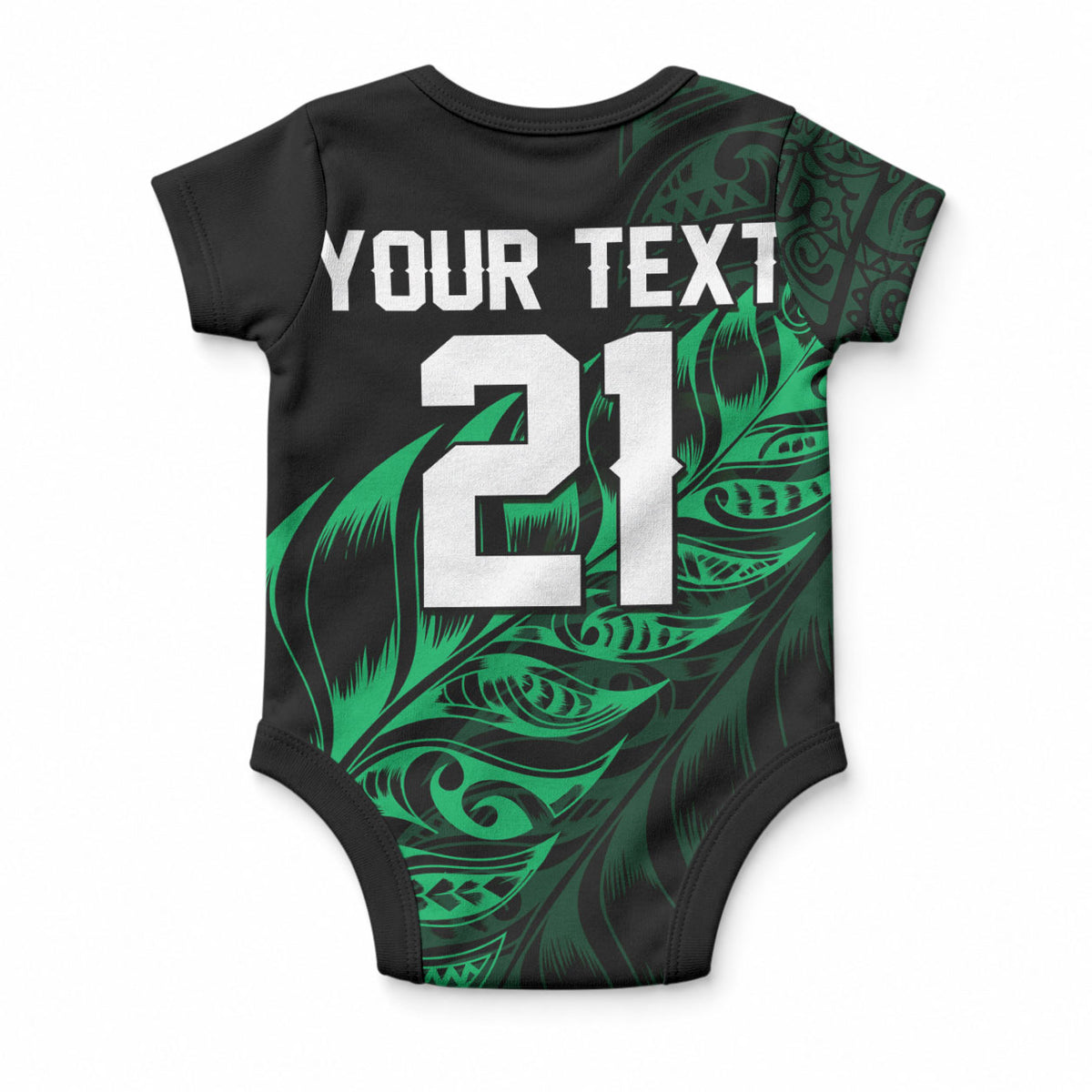 New Zealand Lawn Bowls Custom Baby Onesie Green Maori Warrior Tribal Silver Fern