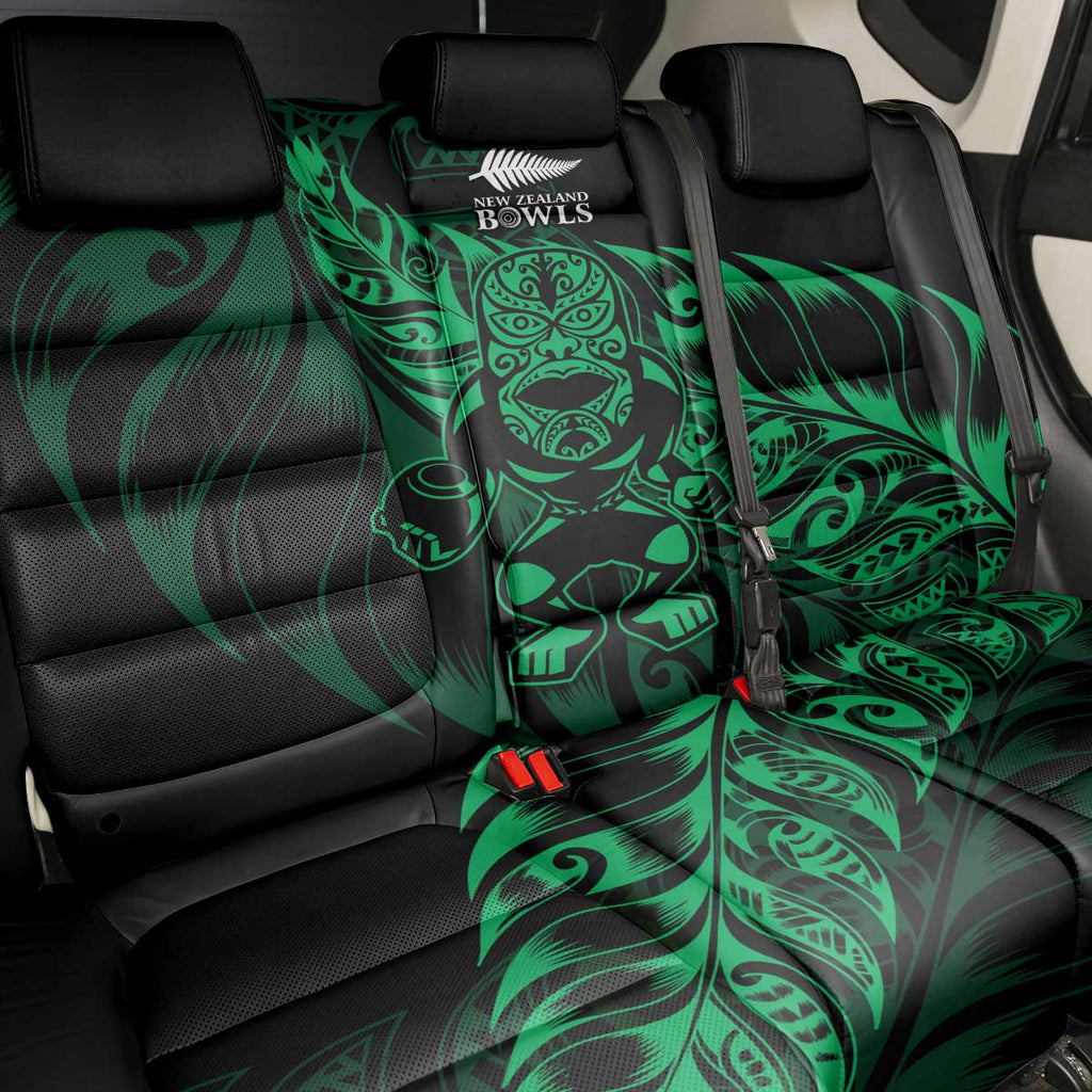 New Zealand Lawn Bowls Back Car Seat Cover Green Maori Warrior Tribal Silver Fern - Aussie Hoodie