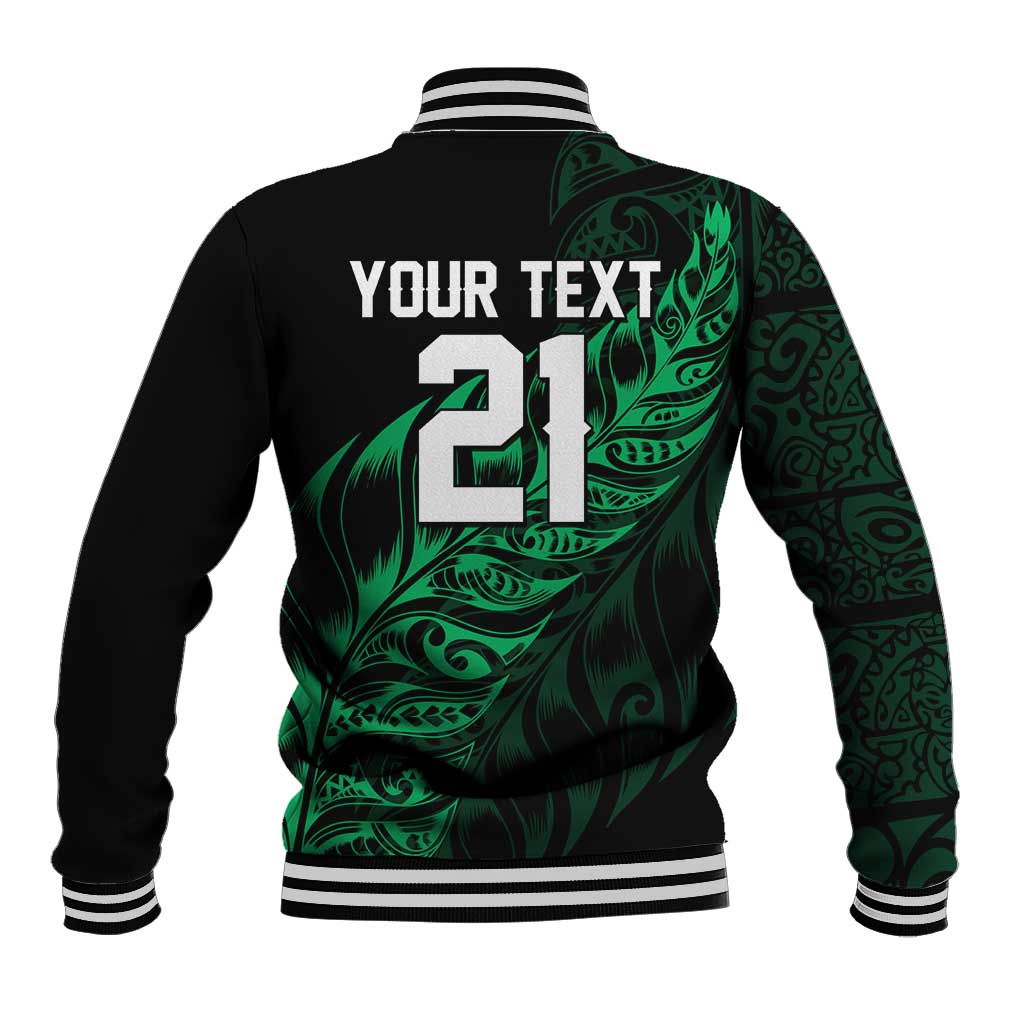 New Zealand Lawn Bowls Custom Baseball Jacket Green Maori Warrior Tribal Silver Fern - Aussie Hoodie