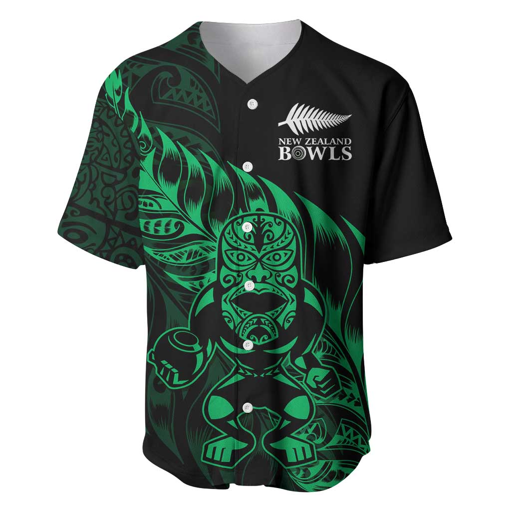 New Zealand Lawn Bowls Custom Baseball Jersey Green Maori Warrior Tribal Silver Fern - Aussie Hoodie
