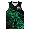 New Zealand Lawn Bowls Custom Basketball Jersey Green Maori Warrior Tribal Silver Fern - Aussie Hoodie