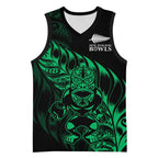 New Zealand Lawn Bowls Custom Basketball Jersey Green Maori Warrior Tribal Silver Fern - Aussie Hoodie