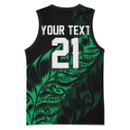 New Zealand Lawn Bowls Custom Basketball Jersey Green Maori Warrior Tribal Silver Fern - Aussie Hoodie