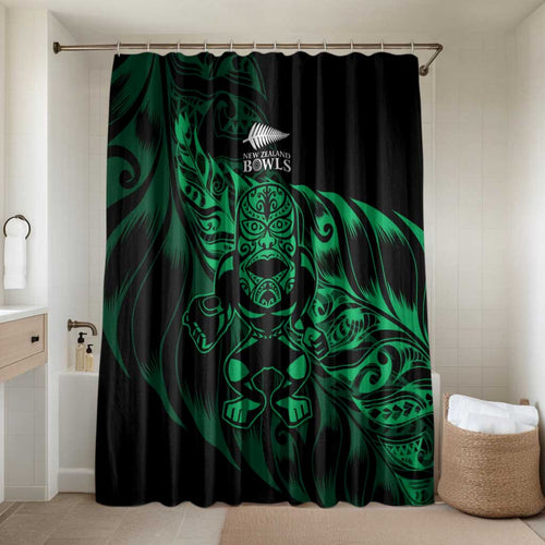 New Zealand Lawn Bowls Bathroom Set Green Maori Warrior Tribal Silver Fern - Aussie Hoodie