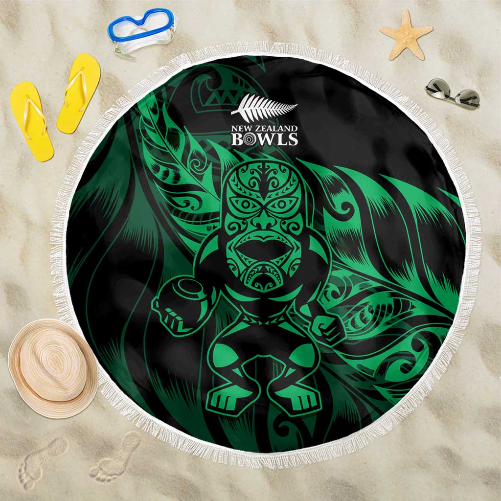 New Zealand Lawn Bowls Beach Blanket Green Maori Warrior Tribal Silver Fern - Aussie Hoodie