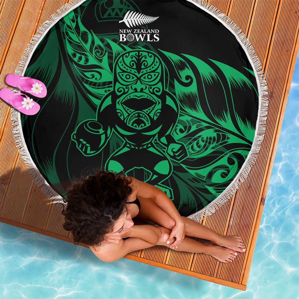 New Zealand Lawn Bowls Beach Blanket Green Maori Warrior Tribal Silver Fern - Aussie Hoodie