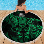 New Zealand Lawn Bowls Beach Blanket Green Maori Warrior Tribal Silver Fern - Aussie Hoodie