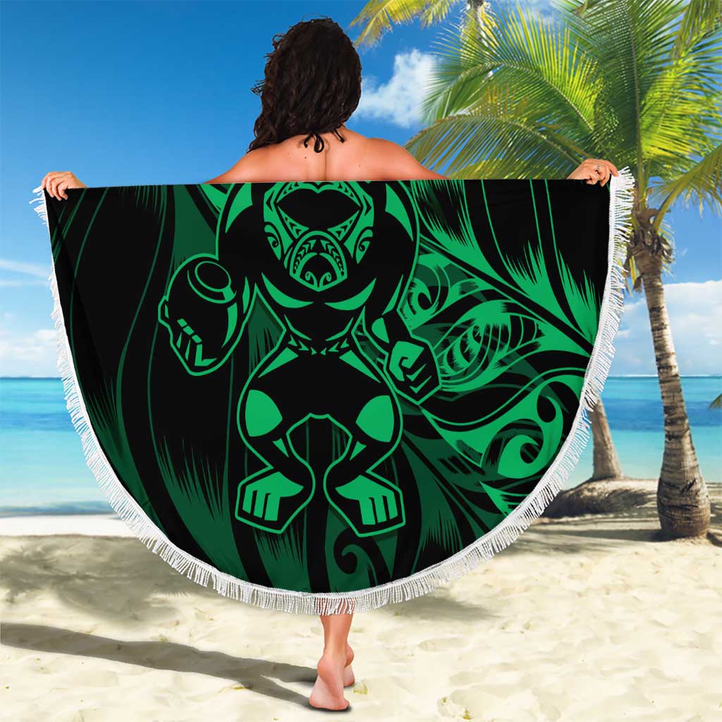 New Zealand Lawn Bowls Beach Blanket Green Maori Warrior Tribal Silver Fern - Aussie Hoodie
