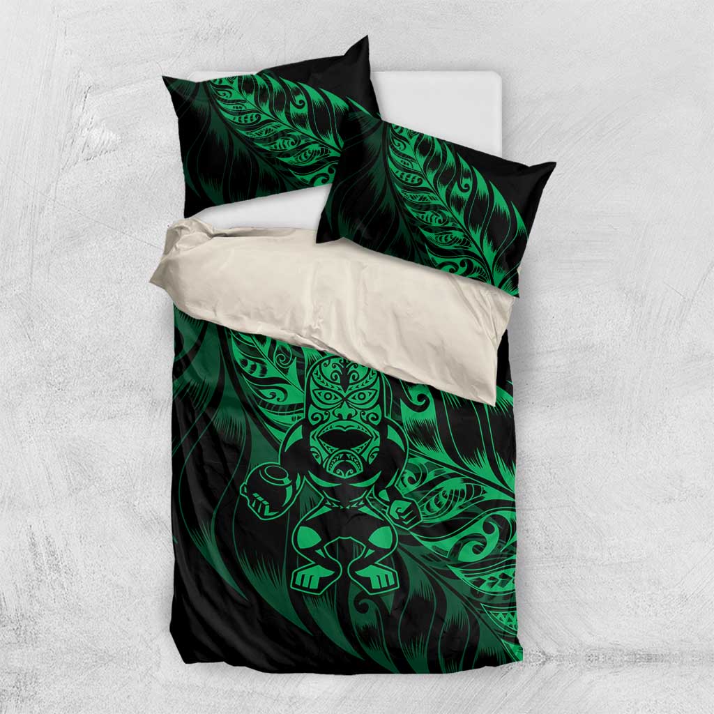 New Zealand Lawn Bowls Bedding Set Green Maori Warrior Tribal Silver Fern - Aussie Hoodie
