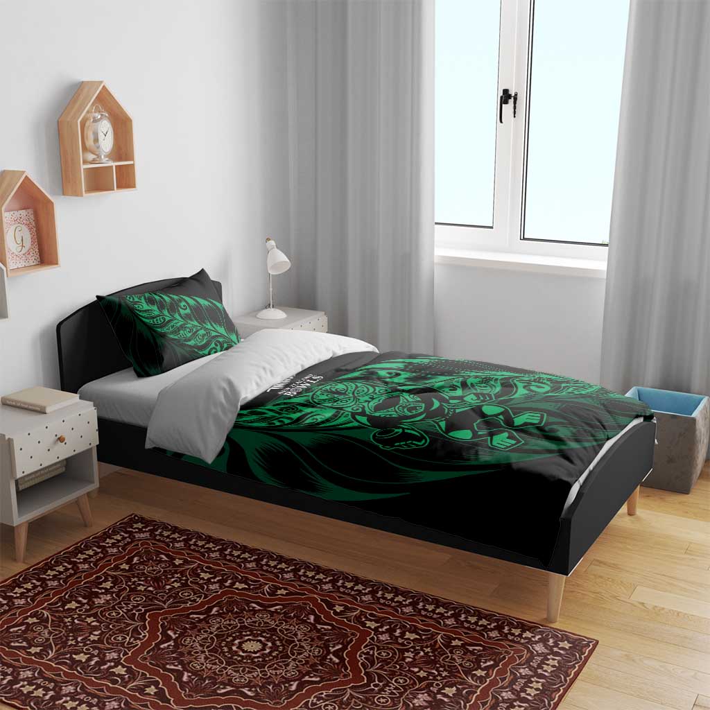 New Zealand Lawn Bowls Bedding Set Green Maori Warrior Tribal Silver Fern - Aussie Hoodie