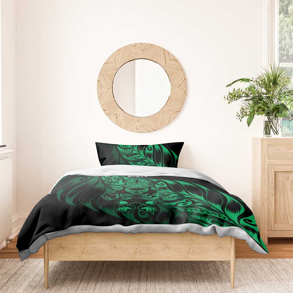 New Zealand Lawn Bowls Bedding Set Green Maori Warrior Tribal Silver Fern - Aussie Hoodie