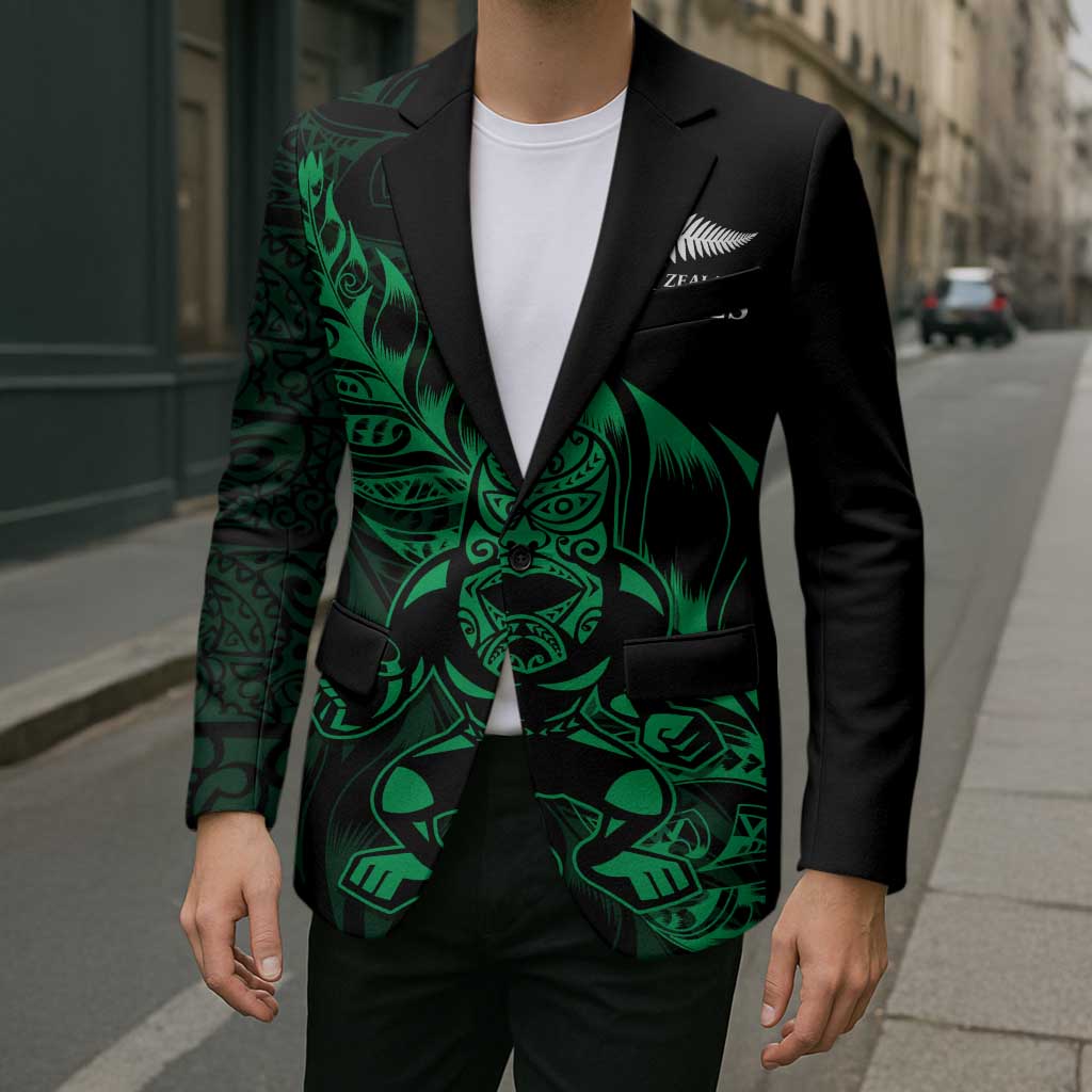 New Zealand Lawn Bowls Custom Blazer Green Maori Warrior Tribal Silver Fern - Aussie Hoodie