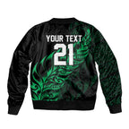 New Zealand Lawn Bowls Custom Bomber Jacket Green Maori Warrior Tribal Silver Fern - Aussie Hoodie