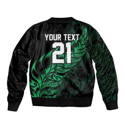 New Zealand Lawn Bowls Custom Bomber Jacket Green Maori Warrior Tribal Silver Fern - Aussie Hoodie
