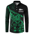 New Zealand Lawn Bowls Custom Button Sweatshirt Green Maori Warrior Tribal Silver Fern - Aussie Hoodie