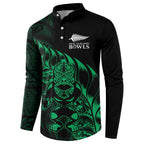 New Zealand Lawn Bowls Custom Button Sweatshirt Green Maori Warrior Tribal Silver Fern - Aussie Hoodie