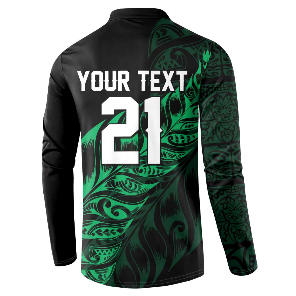 New Zealand Lawn Bowls Custom Button Sweatshirt Green Maori Warrior Tribal Silver Fern - Aussie Hoodie