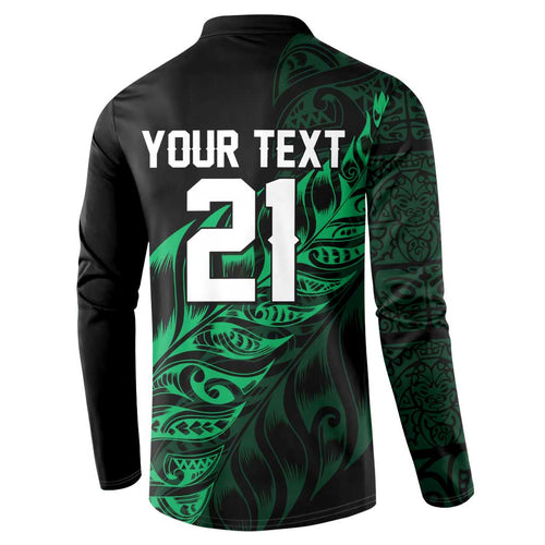New Zealand Lawn Bowls Custom Button Sweatshirt Green Maori Warrior Tribal Silver Fern - Aussie Hoodie