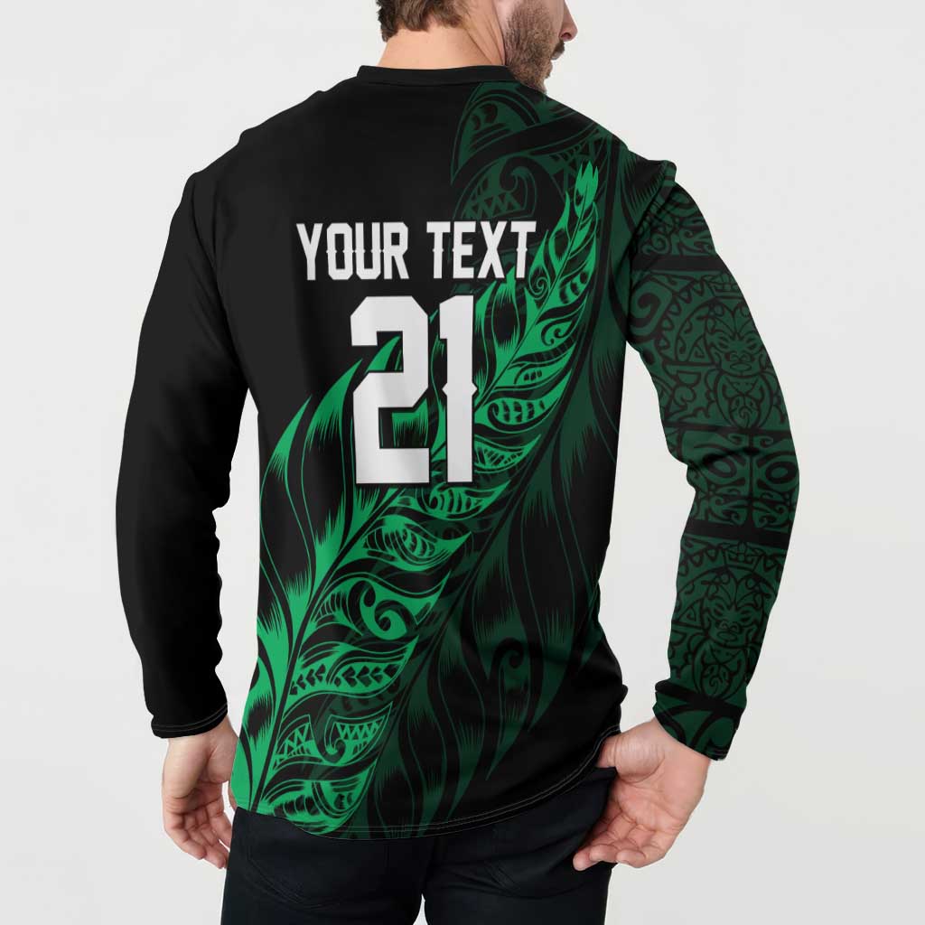 New Zealand Lawn Bowls Custom Button Sweatshirt Green Maori Warrior Tribal Silver Fern - Aussie Hoodie