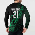 New Zealand Lawn Bowls Custom Button Sweatshirt Green Maori Warrior Tribal Silver Fern - Aussie Hoodie