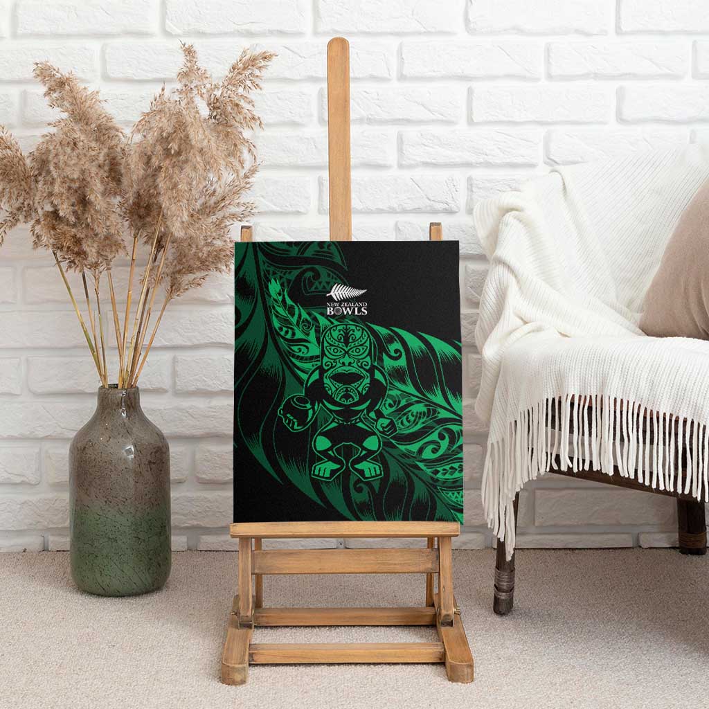 New Zealand Lawn Bowls Canvas Wall Art Green Maori Warrior Tribal Silver Fern - Aussie Hoodie