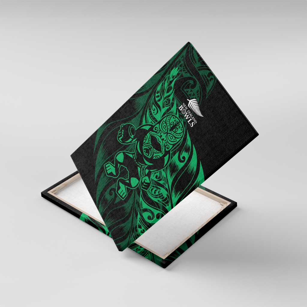 New Zealand Lawn Bowls Canvas Wall Art Green Maori Warrior Tribal Silver Fern - Aussie Hoodie