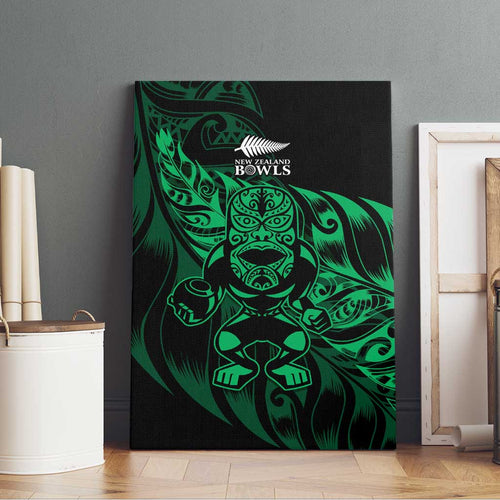 New Zealand Lawn Bowls Canvas Wall Art Green Maori Warrior Tribal Silver Fern - Aussie Hoodie