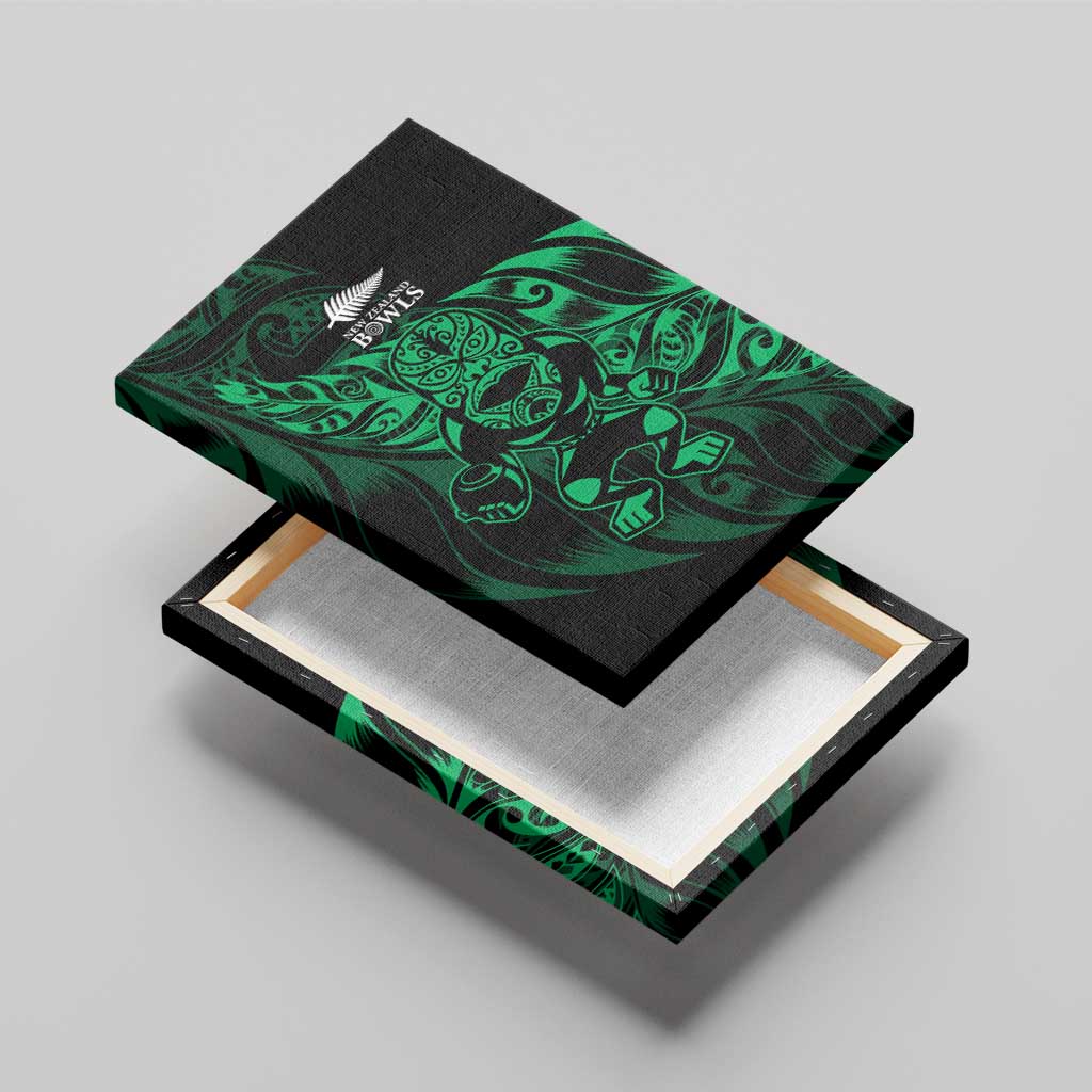 New Zealand Lawn Bowls Canvas Wall Art Green Maori Warrior Tribal Silver Fern - Aussie Hoodie