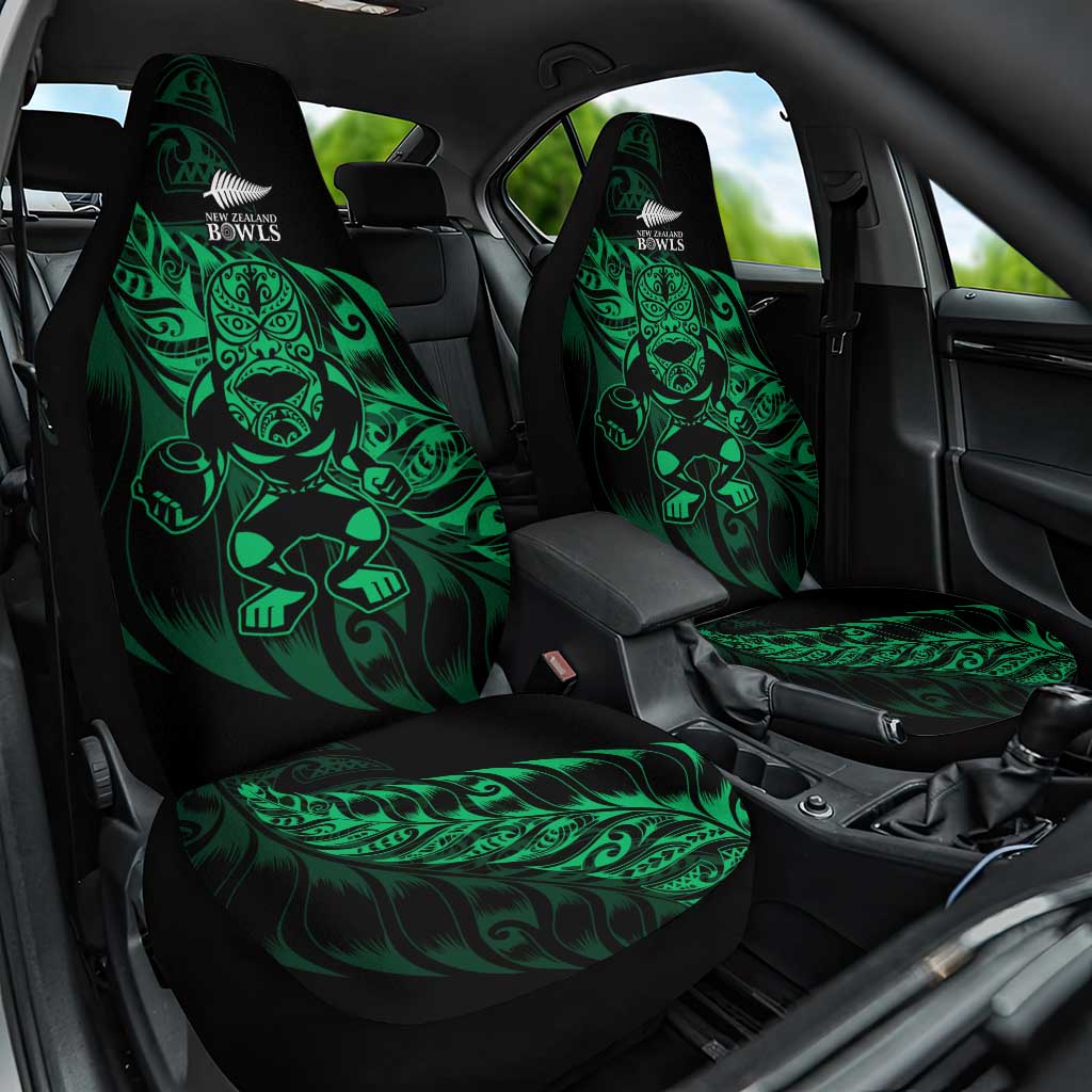 New Zealand Lawn Bowls Car Seat Cover Green Maori Warrior Tribal Silver Fern - Aussie Hoodie