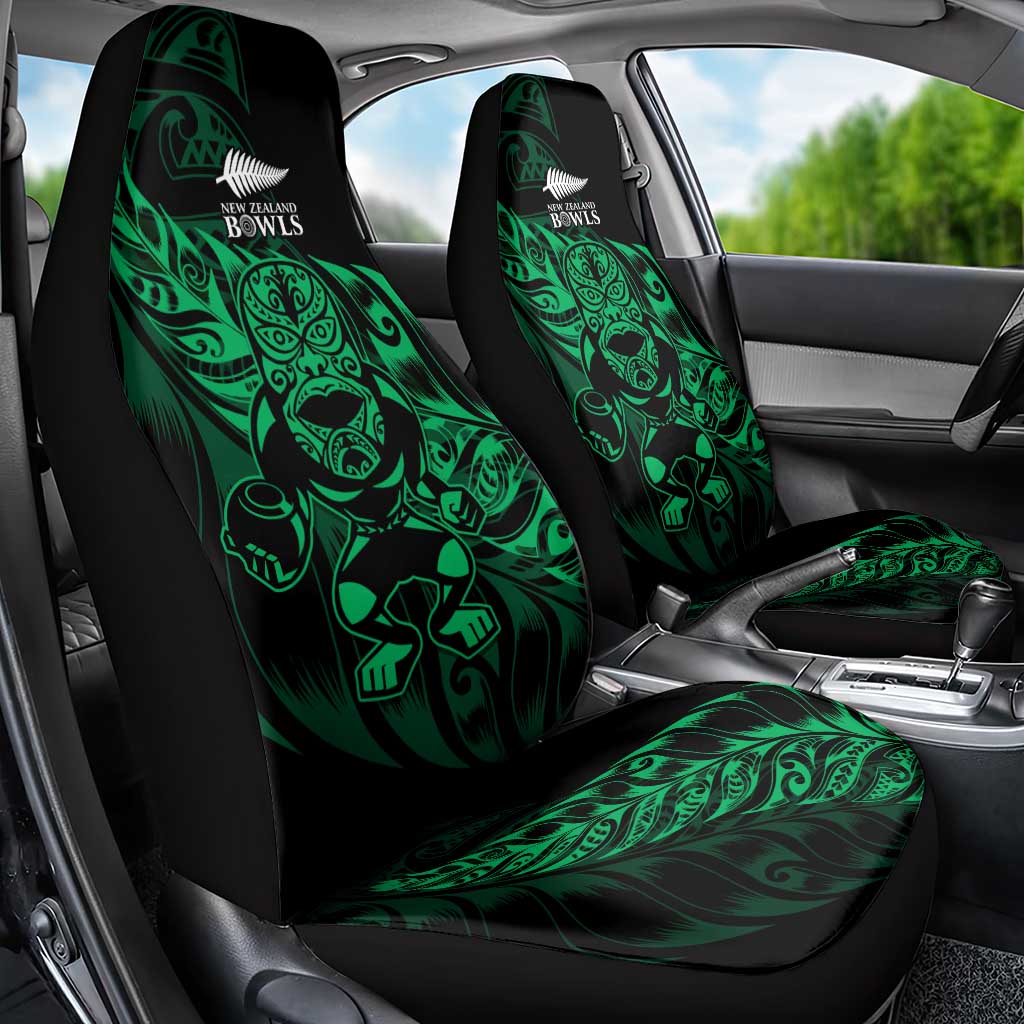 New Zealand Lawn Bowls Car Seat Cover Green Maori Warrior Tribal Silver Fern - Aussie Hoodie