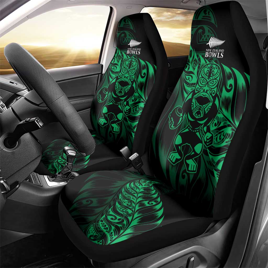 New Zealand Lawn Bowls Car Seat Cover Green Maori Warrior Tribal Silver Fern - Aussie Hoodie