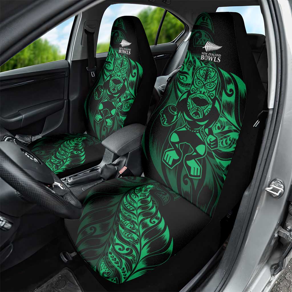 New Zealand Lawn Bowls Car Seat Cover Green Maori Warrior Tribal Silver Fern - Aussie Hoodie
