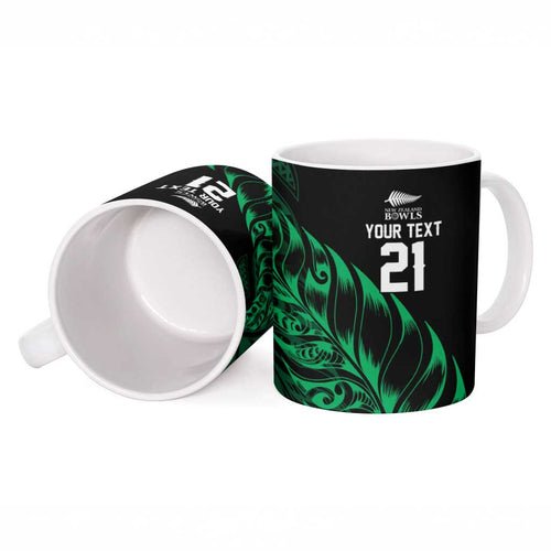 New Zealand Lawn Bowls Custom Ceramic Mug Green Maori Warrior Tribal Silver Fern - Aussie Hoodie