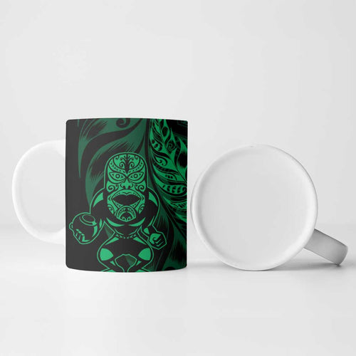 New Zealand Lawn Bowls Custom Ceramic Mug Green Maori Warrior Tribal Silver Fern - Aussie Hoodie