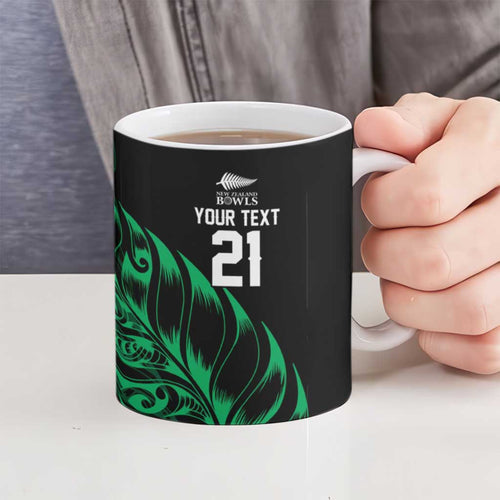 New Zealand Lawn Bowls Custom Ceramic Mug Green Maori Warrior Tribal Silver Fern - Aussie Hoodie