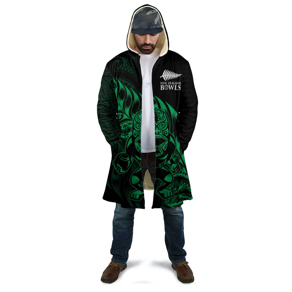 New Zealand Lawn Bowls Custom Cloak Green Maori Warrior Tribal Silver Fern - Aussie Hoodie