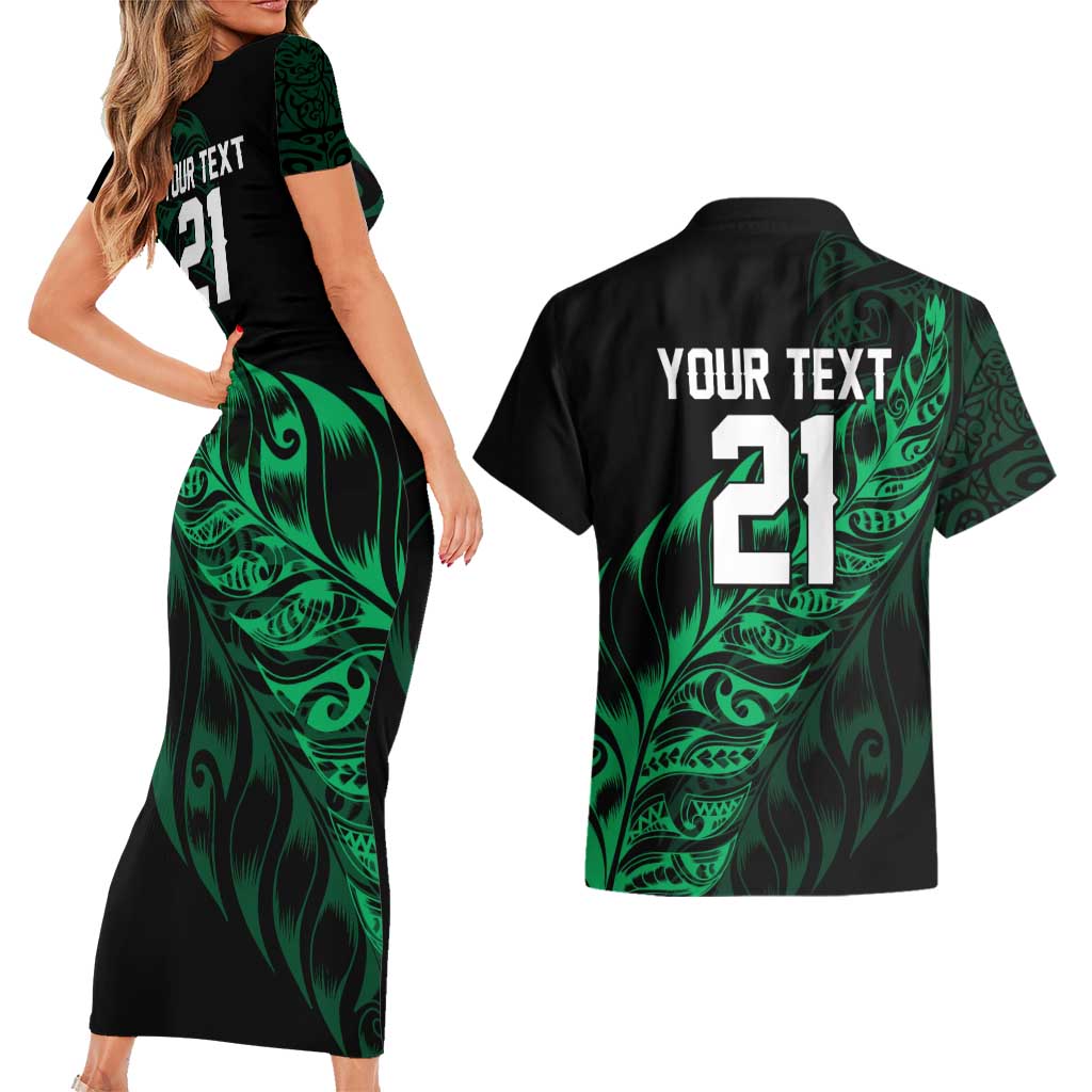 New Zealand Lawn Bowls Custom Couples Matching Short Sleeve Bodycon Dress and Hawaiian Shirt Green Maori Warrior Tribal Silver Fern - Aussie Hoodie