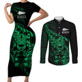 New Zealand Lawn Bowls Custom Couples Matching Short Sleeve Bodycon Dress and Long Sleeve Button Shirt Green Maori Warrior Tribal Silver Fern - Aussie Hoodie