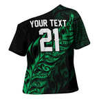 New Zealand Lawn Bowls Custom Cross Shoulder Shirt Green Maori Warrior Tribal Silver Fern - Aussie Hoodie