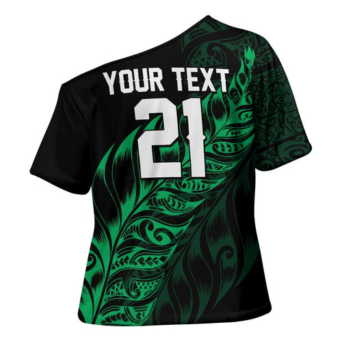 New Zealand Lawn Bowls Custom Cross Shoulder Shirt Green Maori Warrior Tribal Silver Fern - Aussie Hoodie