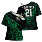 New Zealand Lawn Bowls Custom Cross Shoulder Shirt Green Maori Warrior Tribal Silver Fern - Aussie Hoodie