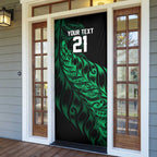 New Zealand Lawn Bowls Custom Door Cover Green Maori Warrior Tribal Silver Fern - Aussie Hoodie