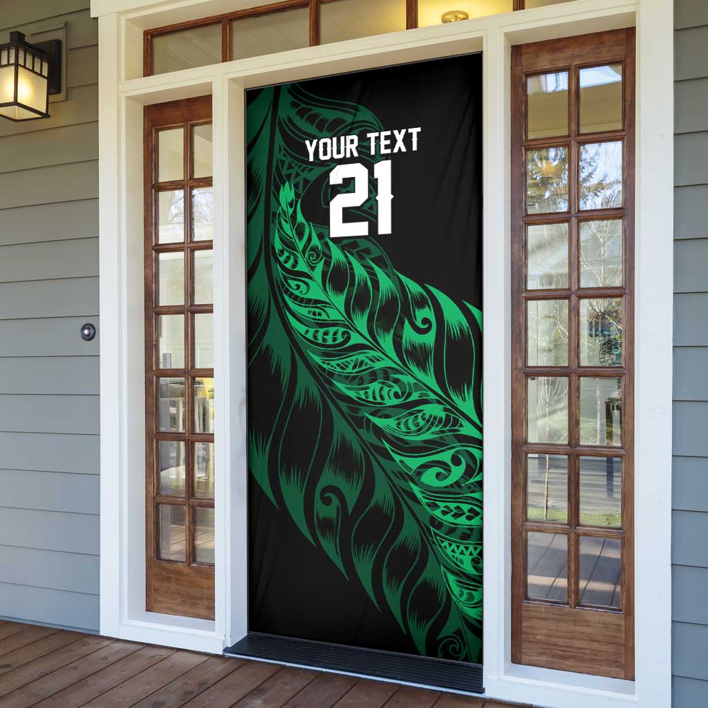 New Zealand Lawn Bowls Custom Door Cover Green Maori Warrior Tribal Silver Fern - Aussie Hoodie