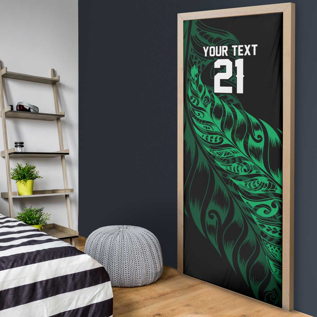 New Zealand Lawn Bowls Custom Door Cover Green Maori Warrior Tribal Silver Fern - Aussie Hoodie