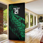 New Zealand Lawn Bowls Custom Door Cover Green Maori Warrior Tribal Silver Fern - Aussie Hoodie