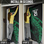 New Zealand Lawn Bowls Custom Door Cover Green Maori Warrior Tribal Silver Fern - Aussie Hoodie