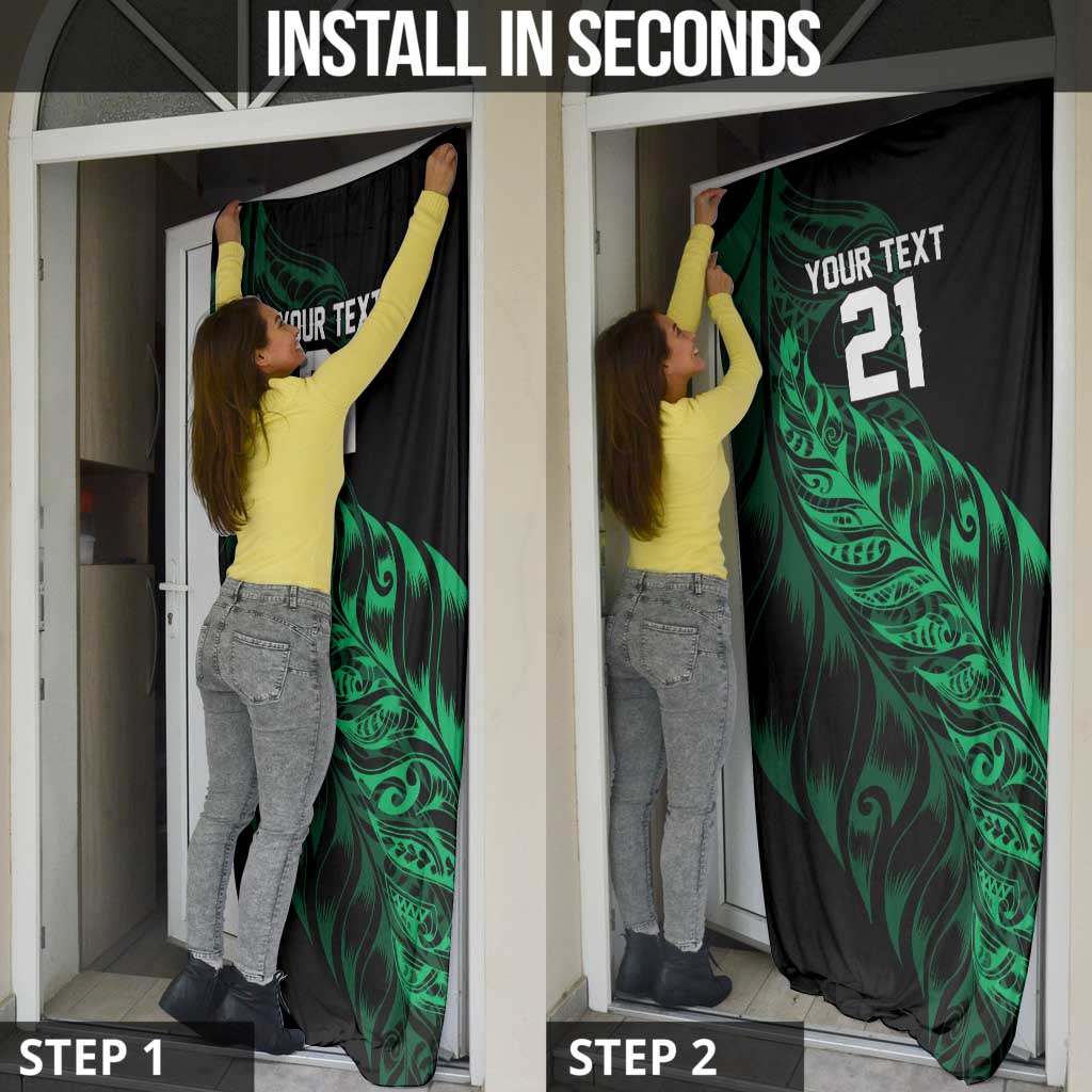 New Zealand Lawn Bowls Custom Door Cover Green Maori Warrior Tribal Silver Fern - Aussie Hoodie