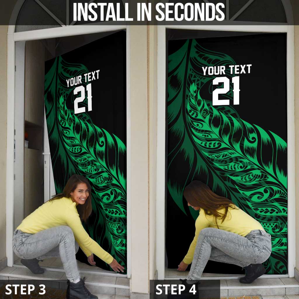 New Zealand Lawn Bowls Custom Door Cover Green Maori Warrior Tribal Silver Fern - Aussie Hoodie