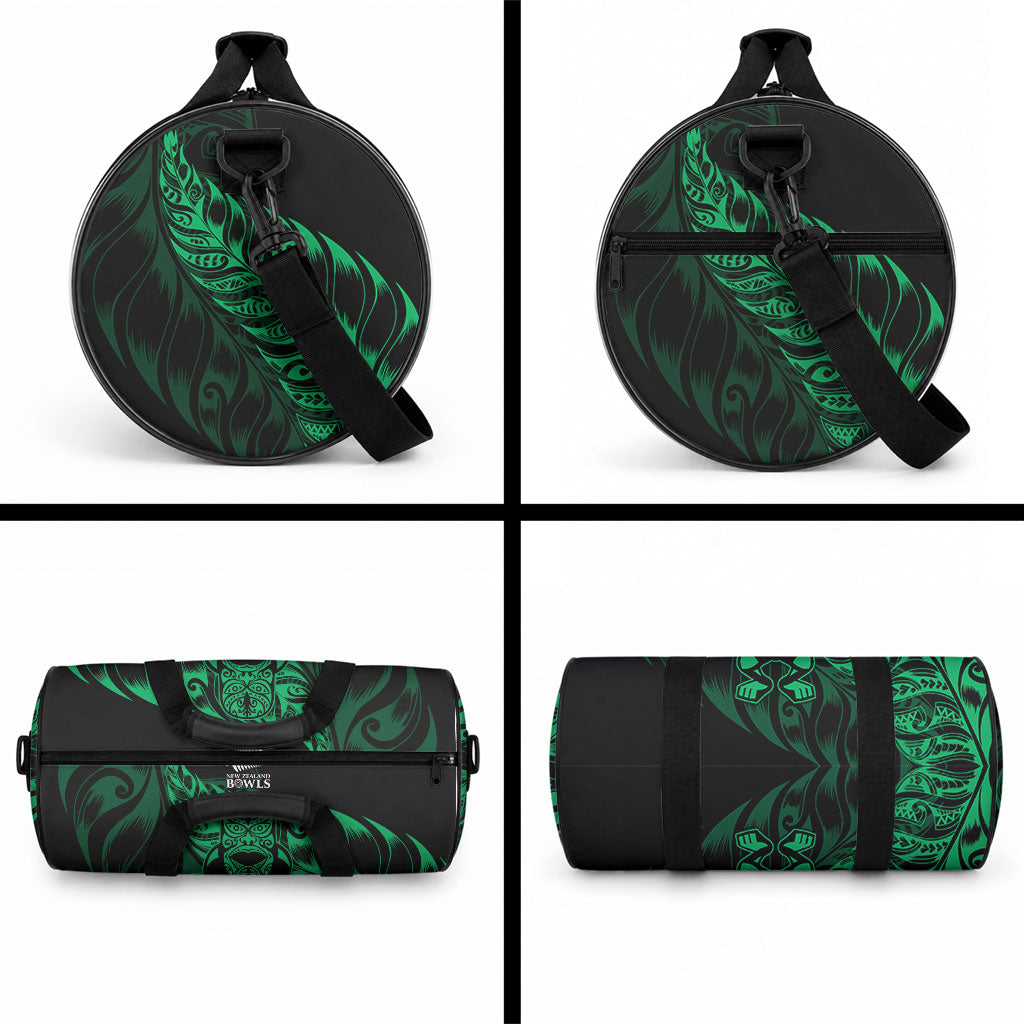 New Zealand Lawn Bowls Duffle Bag Green Maori Warrior Tribal Silver Fern