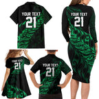 New Zealand Lawn Bowls Custom Family Matching Long Sleeve Bodycon Dress and Hawaiian Shirt Green Maori Warrior Tribal Silver Fern - Aussie Hoodie